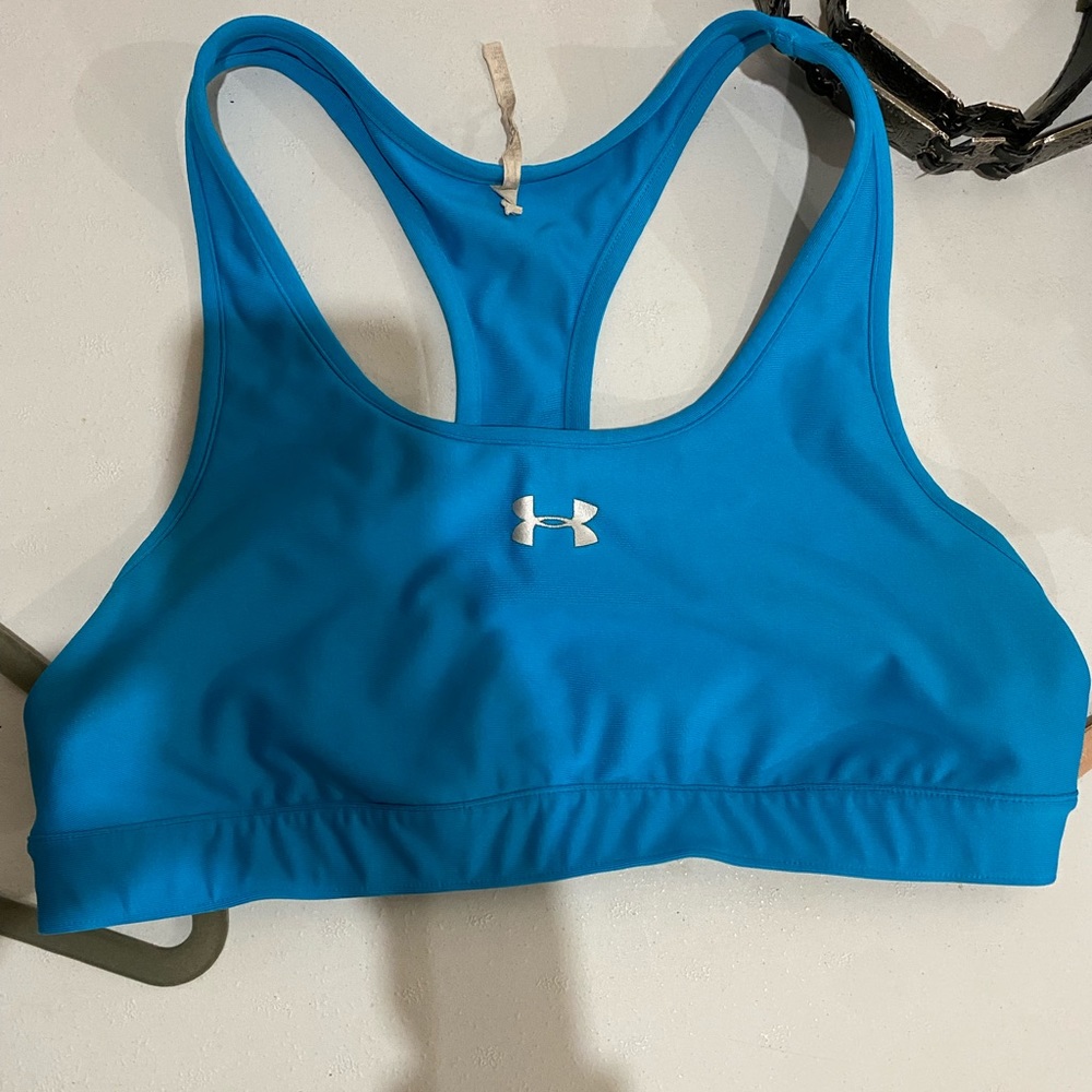 Large teal Under Armour sports bra